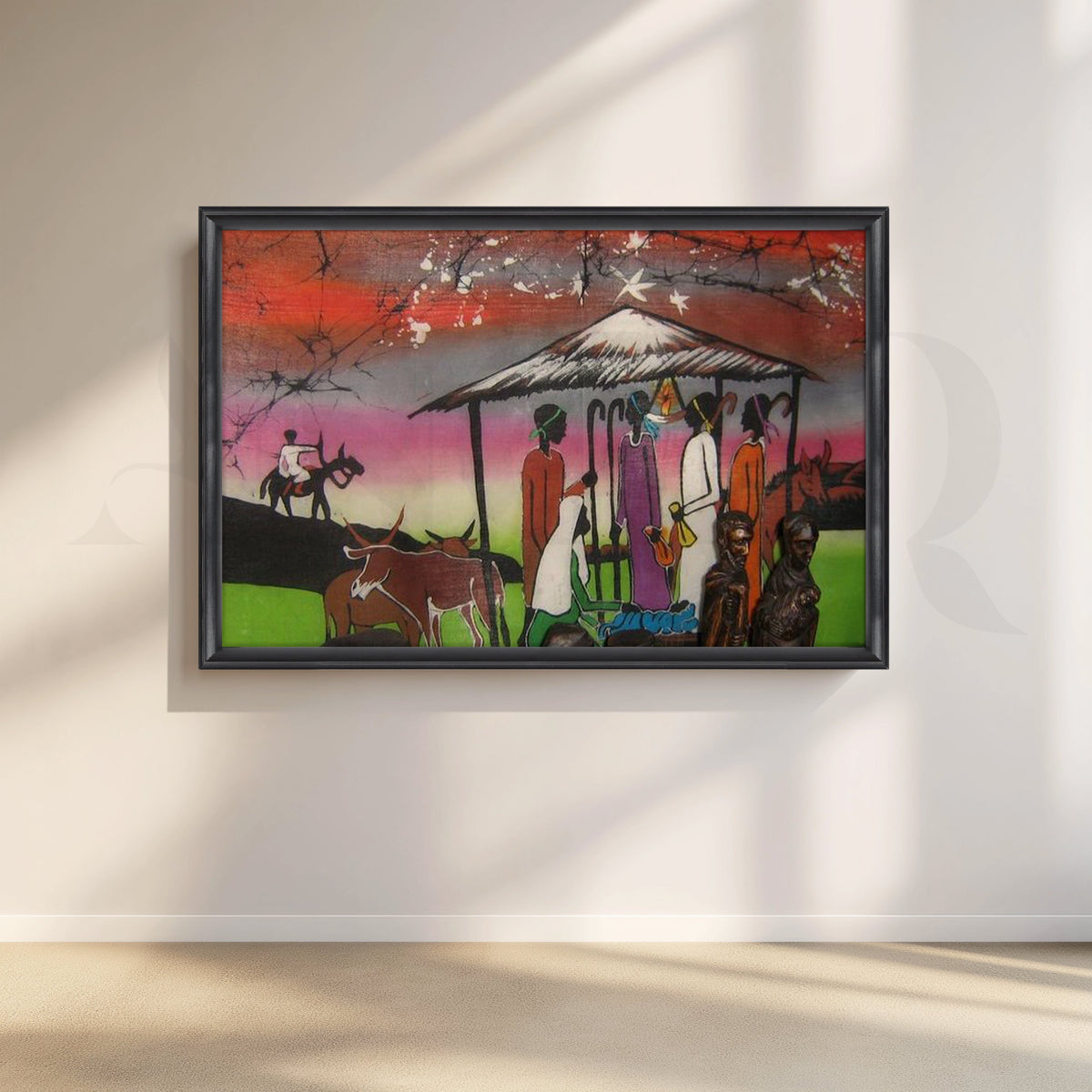 Nativity Village Scene Canvas Artwork – Asha Art Studio – Image 3