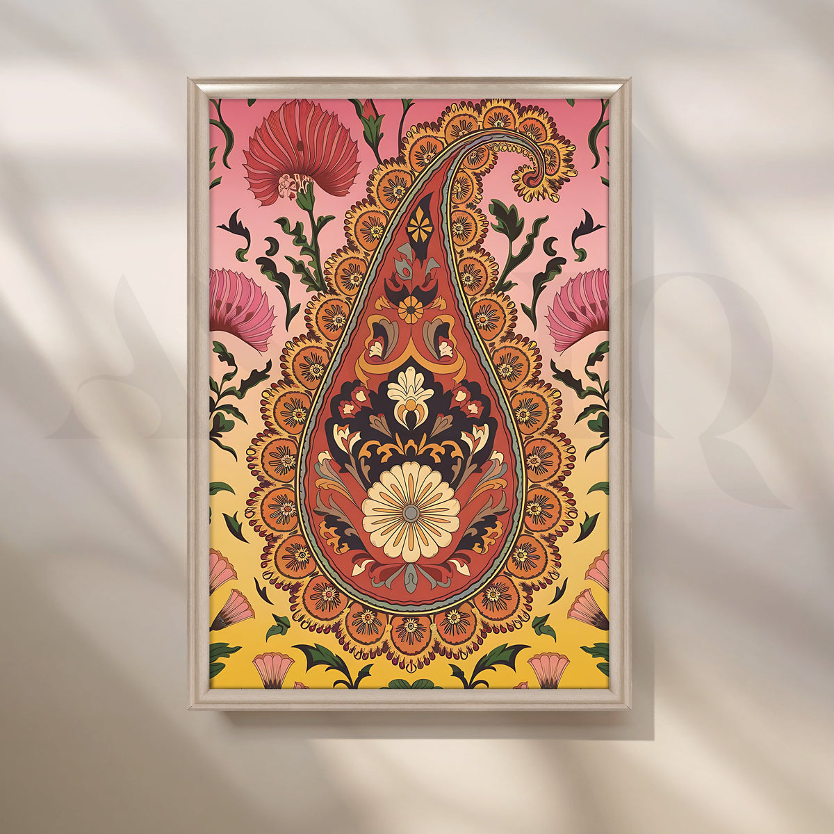 Regal Paisley Bloom Canvas Artwork – Asha Art Studio – Image 4