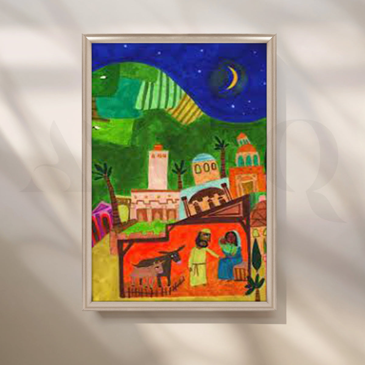 Night City Nativity Scene Canvas Artwork – Asha Art Studio – Image 4