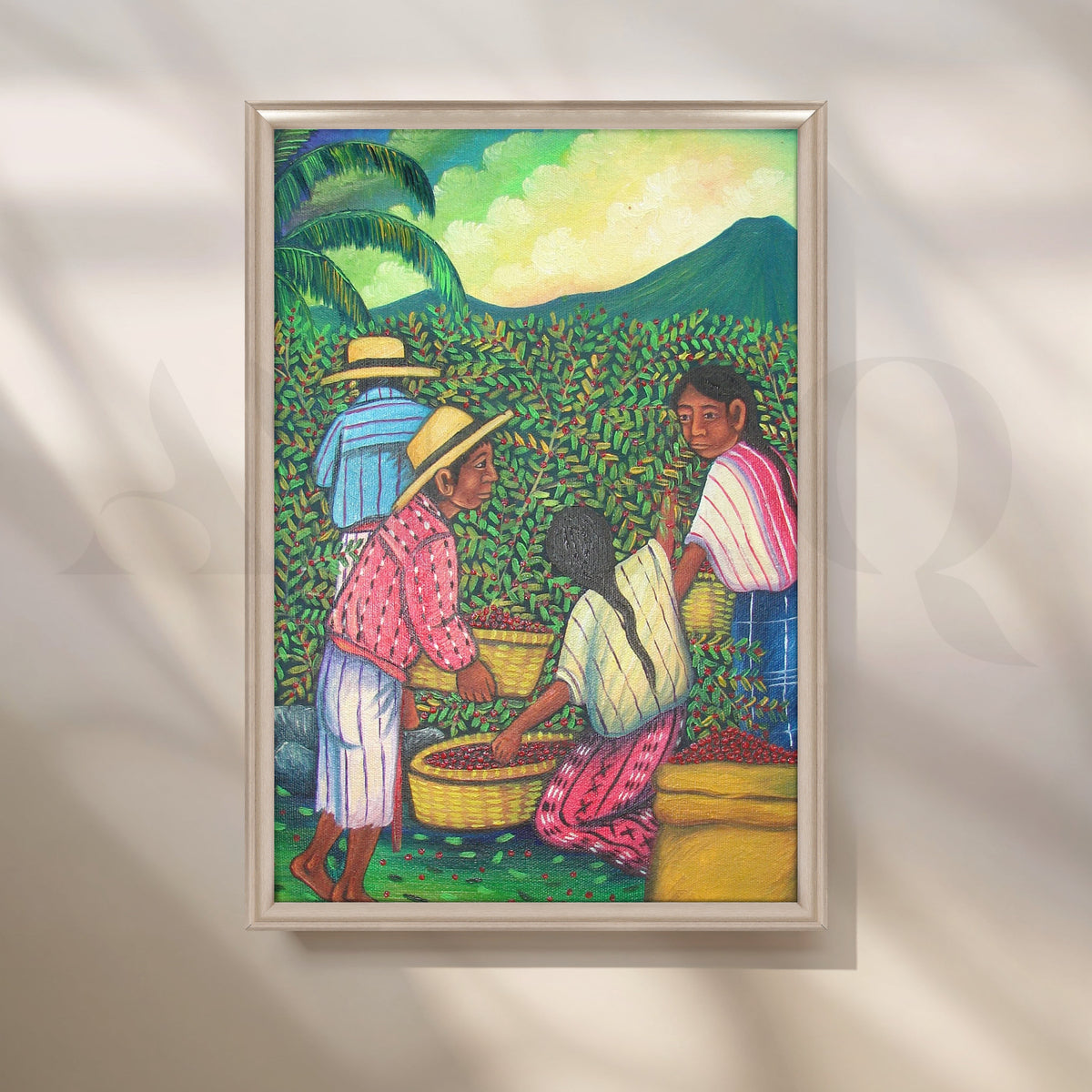 Coffee Harvest Village Canvas Artwork – Asha Art Studio – Image 4