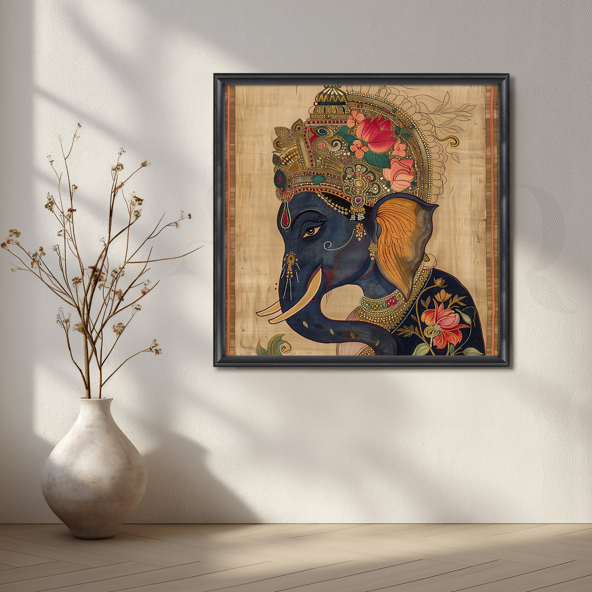 Regal Ganesha Canvas Artwork – Asha Art Studio – Image 3