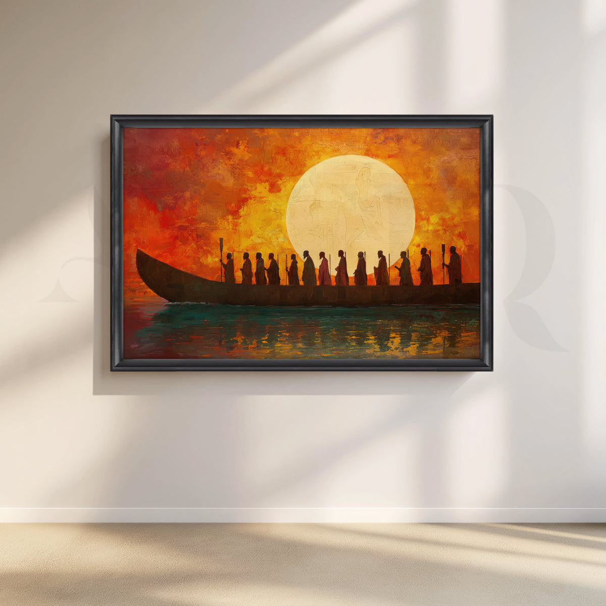 Sacred Sunset Voyage Canvas Artwork – Asha Art Studio – Image 3