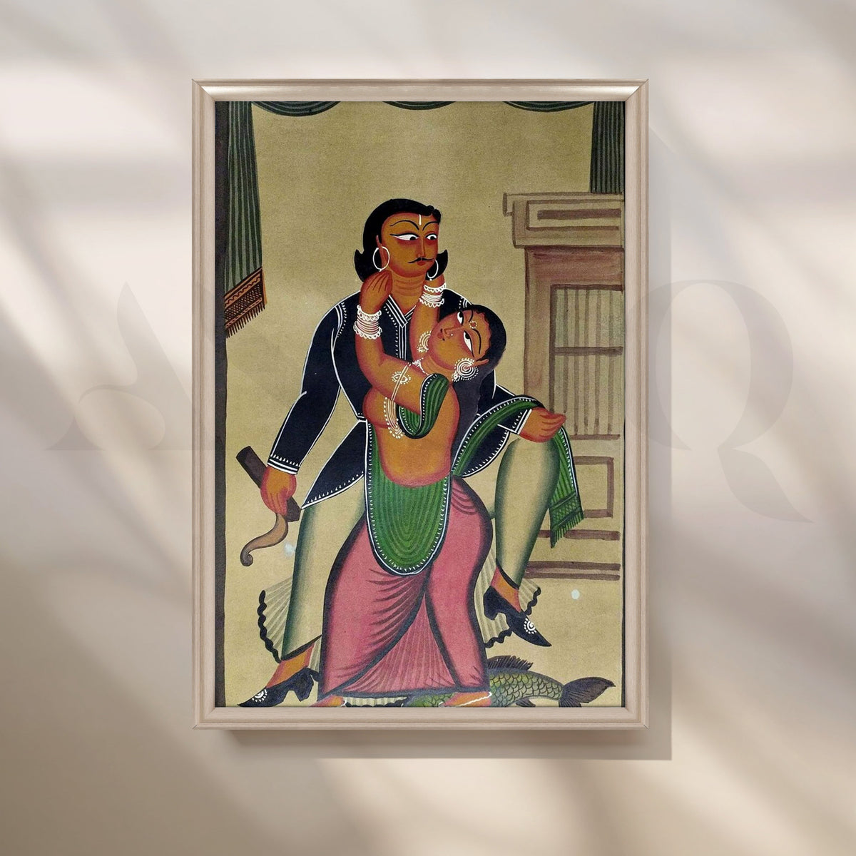 Classical Indian Couple Canvas Artwork – Asha Art Studio – Image 4