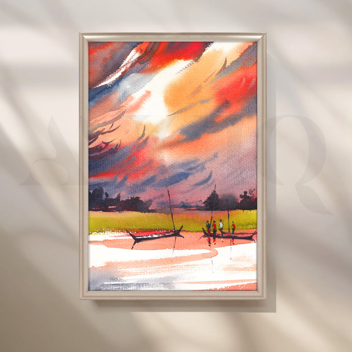 Crimson Sunset River Canvas Artwork – Asha Art Studio – Image 4