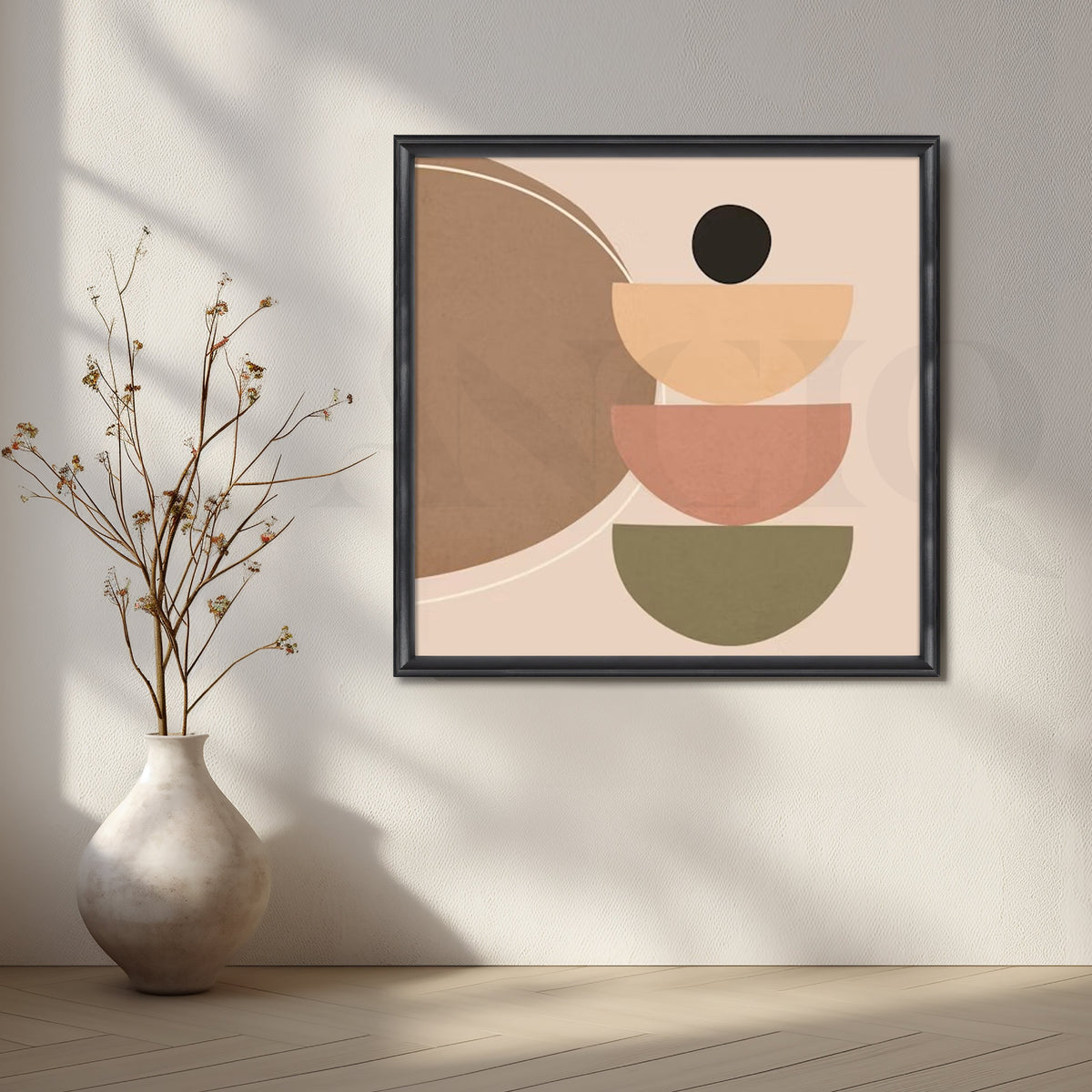 Neutral Stacked Bowls Canvas Artwork – Asha Art Studio – Image 3
