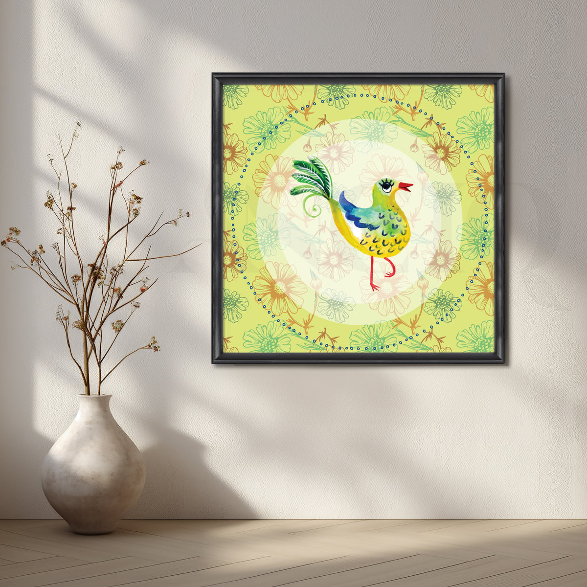 Sunny Songbird Canvas Artwork – Asha Art Studio – Image 3