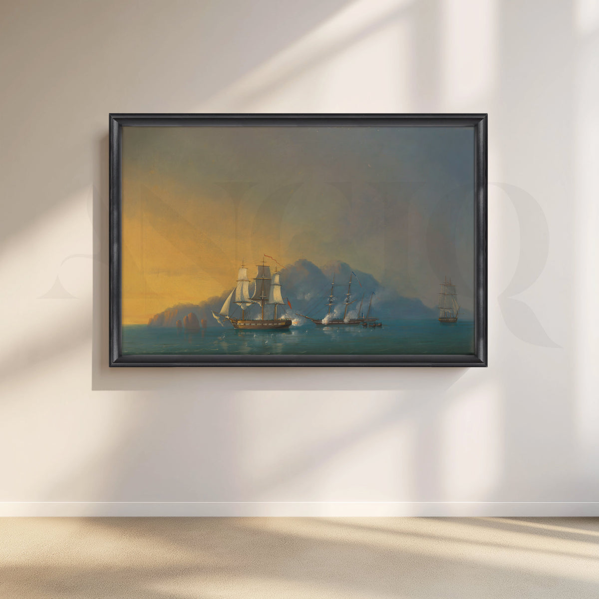Ships at Sunset Bay Canvas Artwork – Asha Art Studio – Image 3