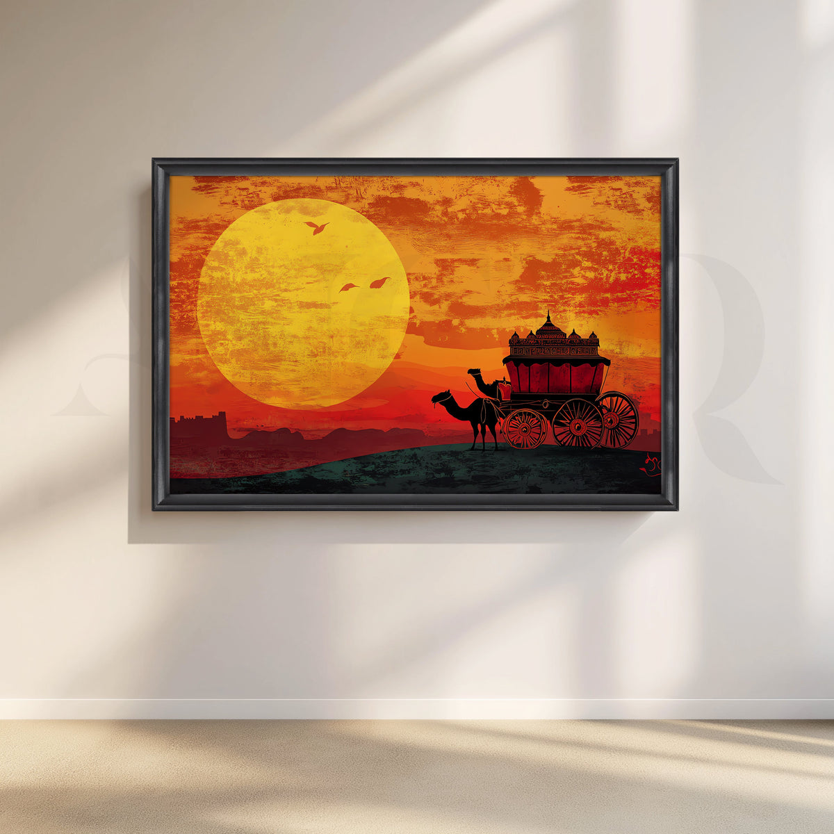 Desert Sunset Caravan Canvas Artwork – Asha Art Studio – Image 3