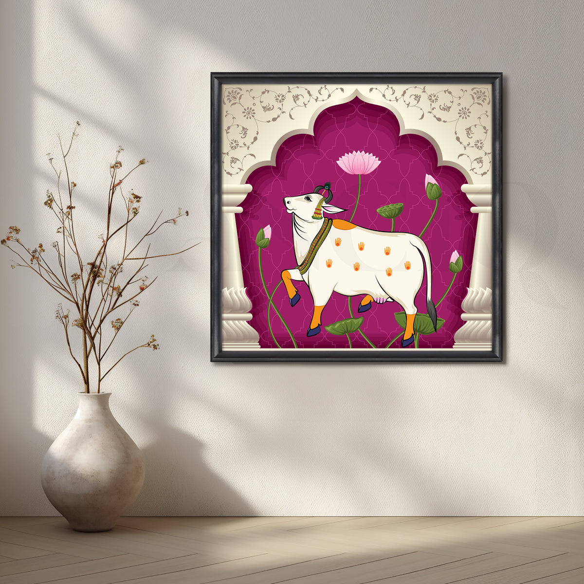 Royal Kamdhenu Canvas Artwork – Asha Art Studio – Image 3