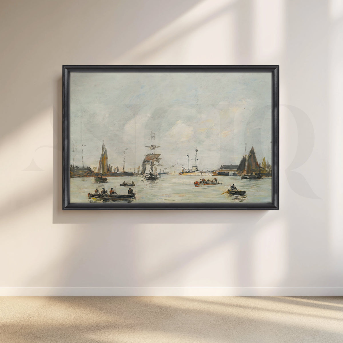Harbor Calm with Boats Canvas Artwork – Asha Art Studio – Image 3
