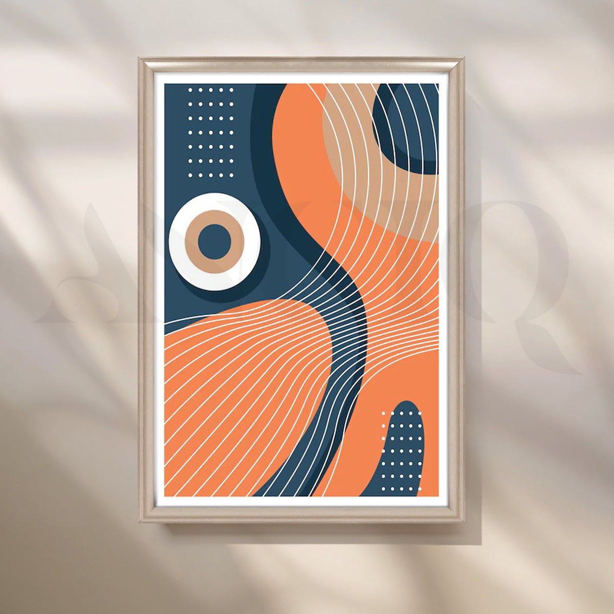 Navy and Orange Modern Geometric Artwork – Asha Art Studio – Image 4