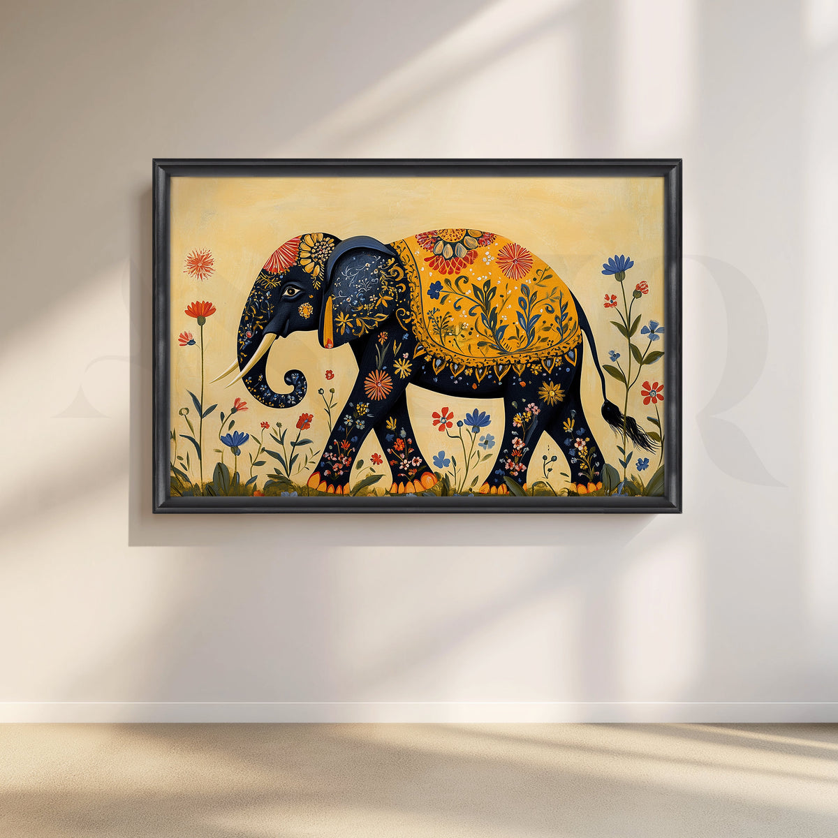 Royal Floral Elephant Indian Canvas Artwork – Asha Art Studio – Image 3