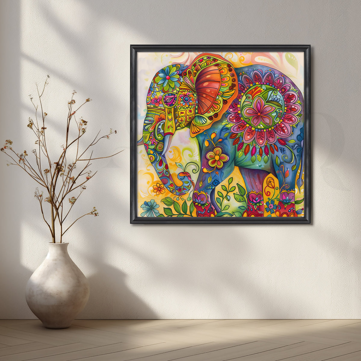 Boho Festival Elephant Canvas Artwork – Asha Art Studio – Image 3