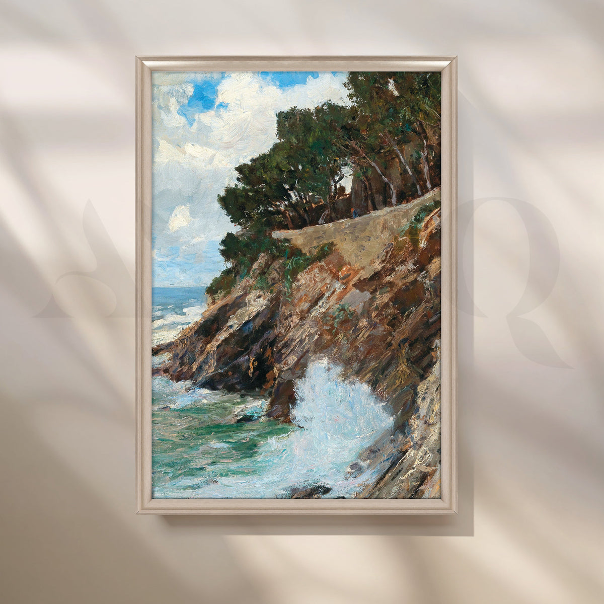Cliffside Pines and Splash Canvas Artwork – Asha Art Studio – Image 4