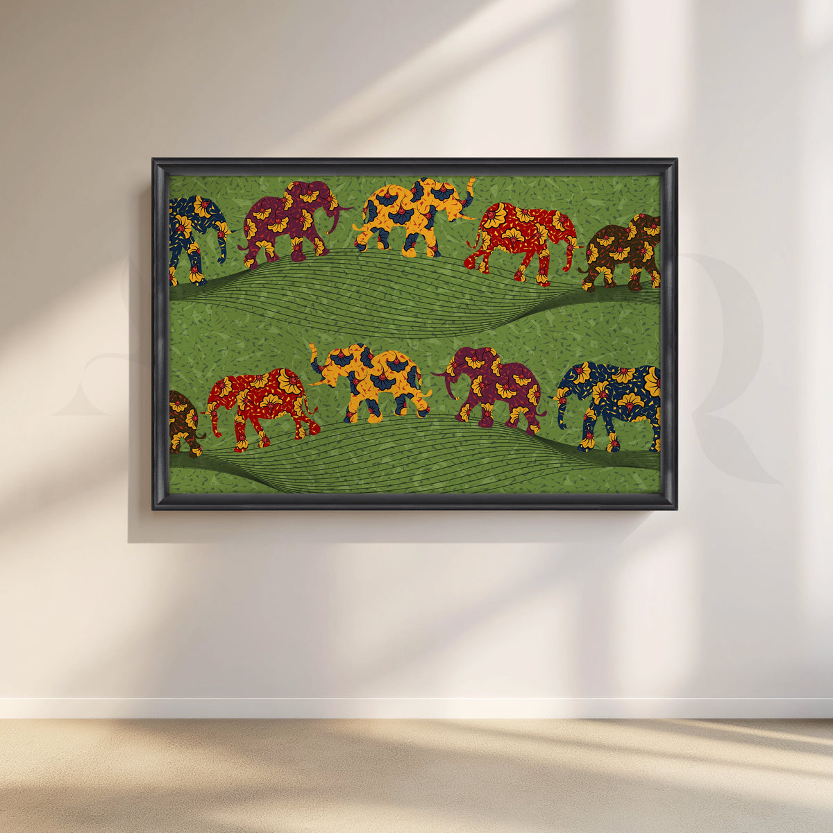 Folk Elephant Parade Canvas Artwork – Asha Art Studio – Image 3