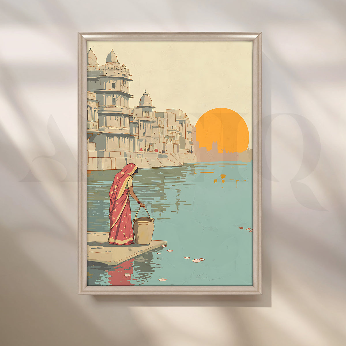 Morning by the Ghats Canvas Artwork – Asha Art Studio – Image 4