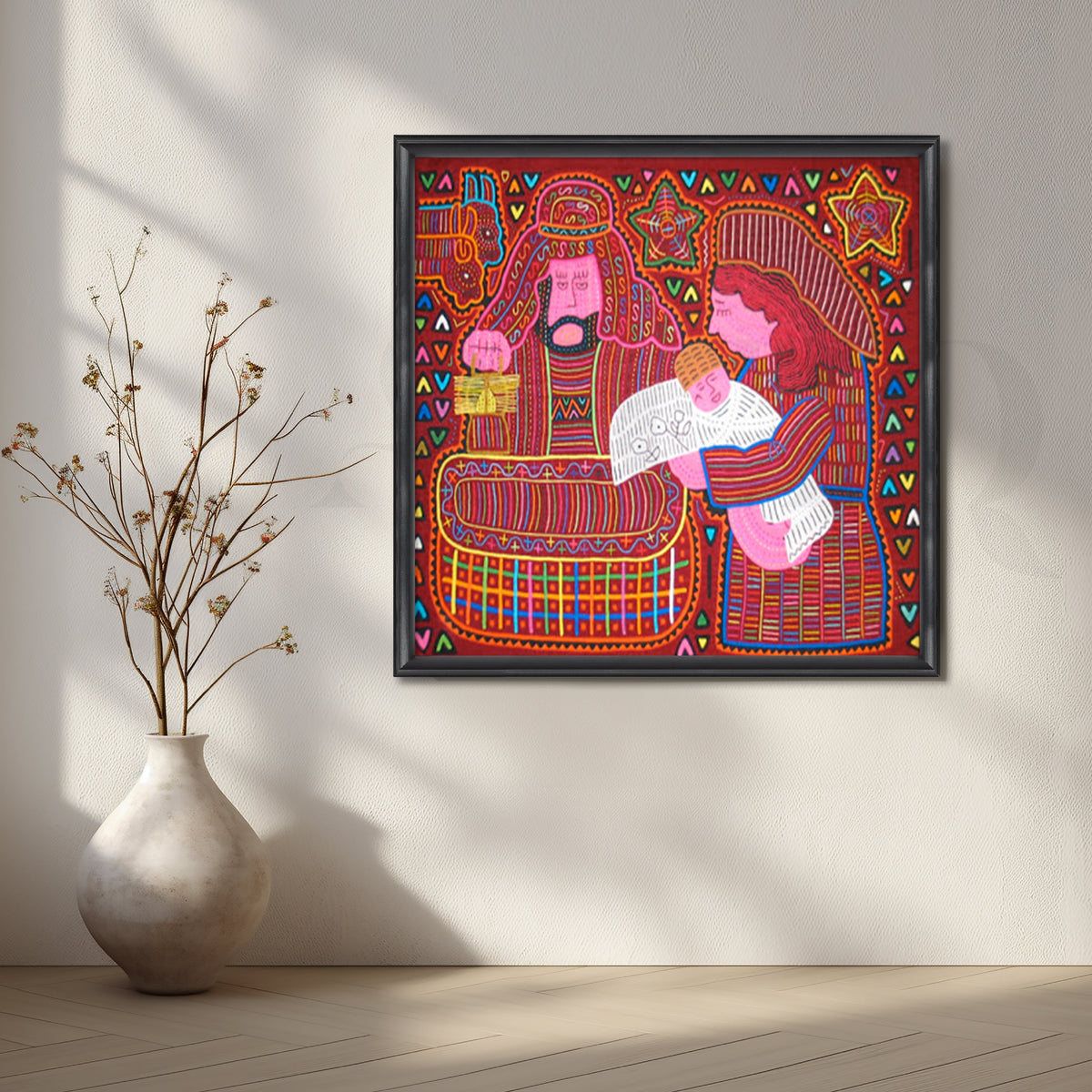 Folk Nativity Family Canvas Artwork – Asha Art Studio – Image 3