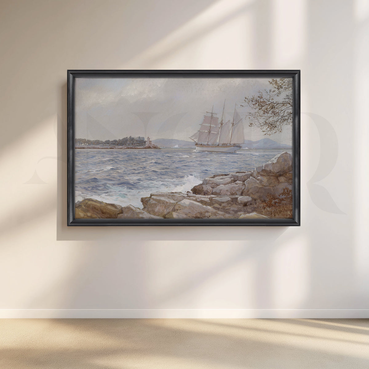 Sailing Past the Lighthouse Canvas Artwork – Asha Art Studio – Image 3