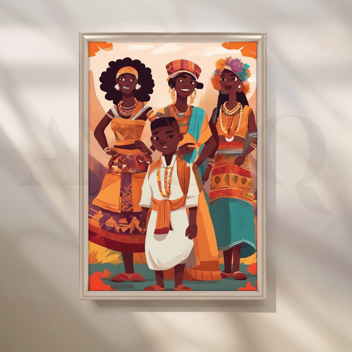 Cheerful African Family Portrait Canvas Artwork – Asha Art Studio – Image 4