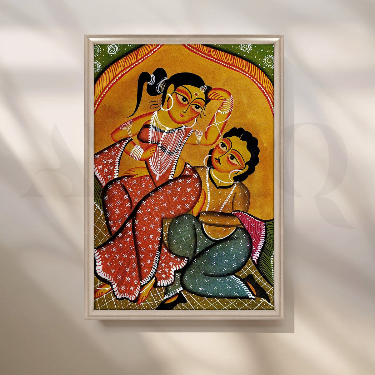 Bengali Folk Couple Canvas Artwork – Asha Art Studio – Image 4