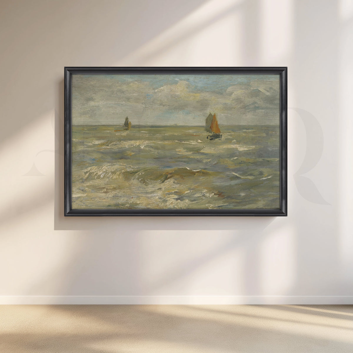 Rough Sea and Distant Sails Canvas Artwork – Asha Art Studio – Image 3