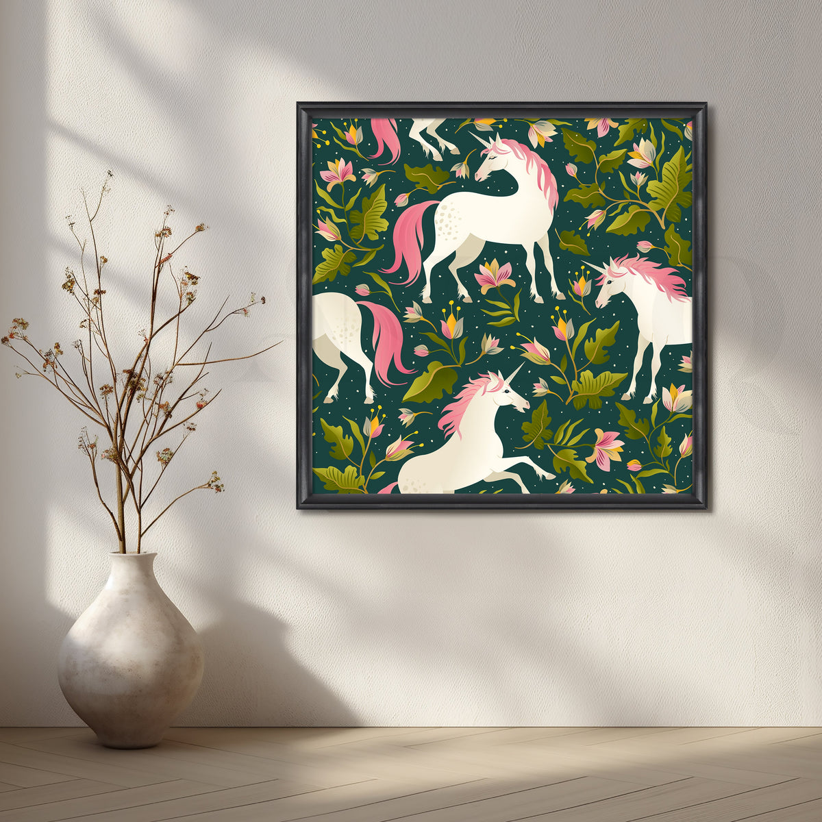 Midnight Unicorn Garden Canvas Artwork – Asha Art Studio – Image 3