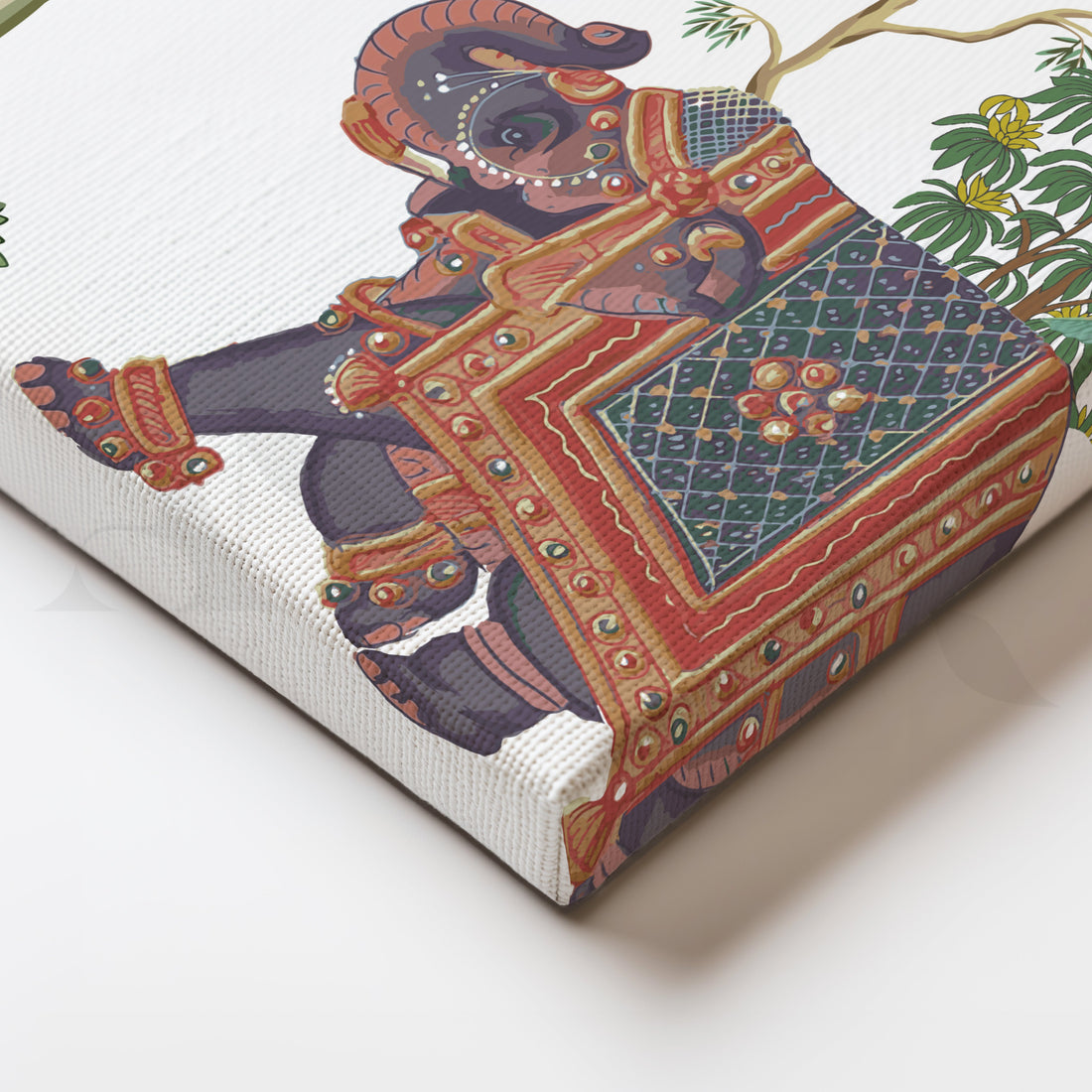 Tropical Jungle Elephant Botanical Canvas Artwork – Asha Art Studio