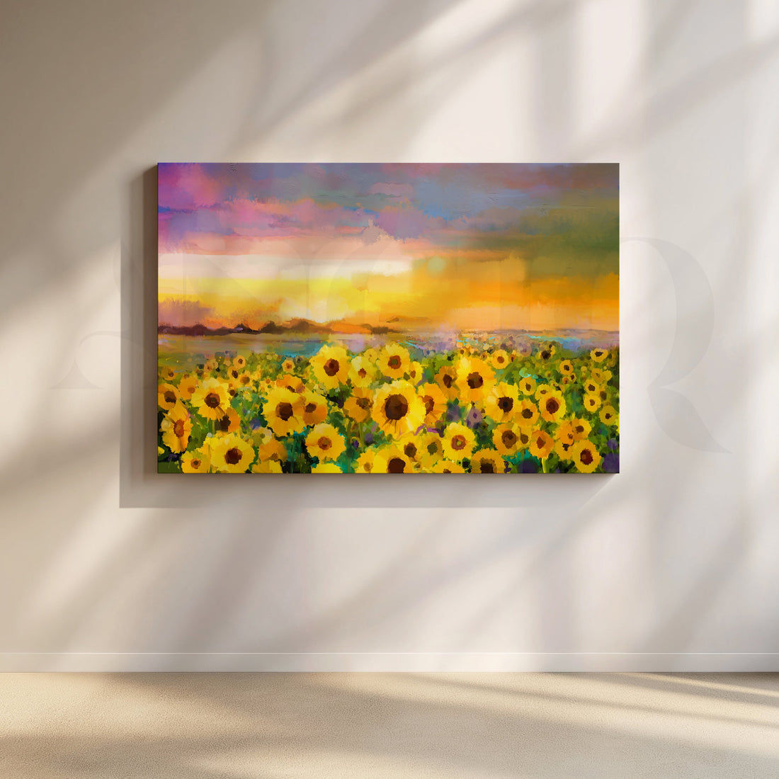 Golden Horizon Bloom Canvas Artwork – Asha Art Studio