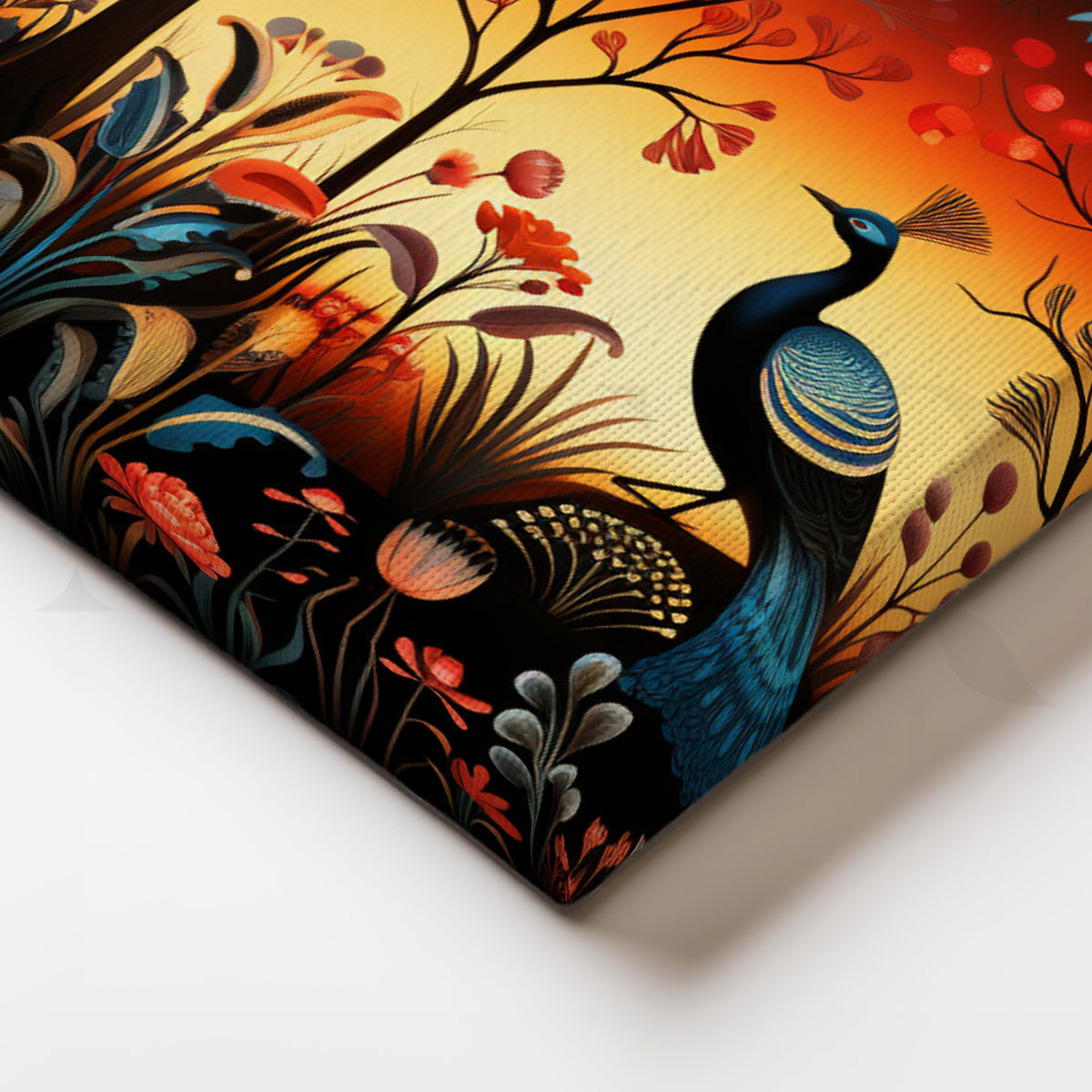 Sunset Peacock Forest Canvas Artwork – Asha Art Studio – Image 2