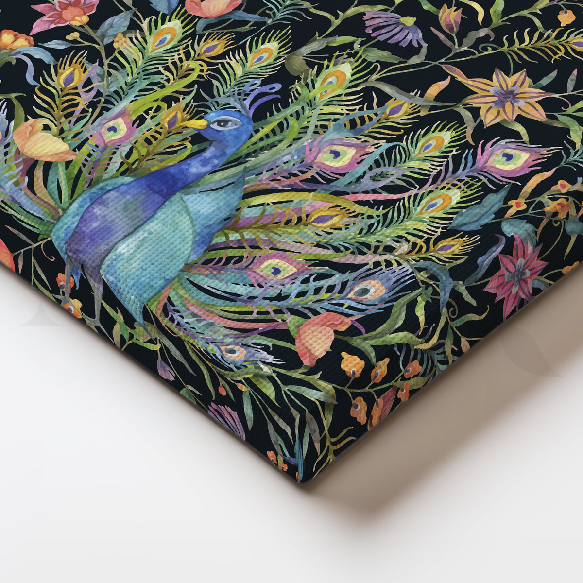 Night Garden Peacocks Canvas Artwork – Asha Art Studio – Image 2