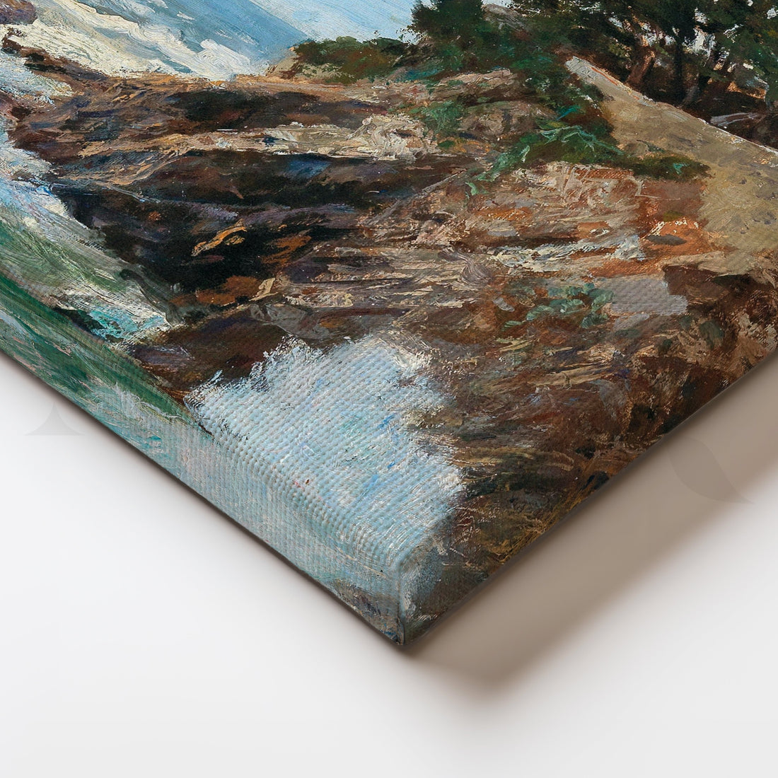 Cliffside Pines and Splash Canvas Artwork – Asha Art Studio
