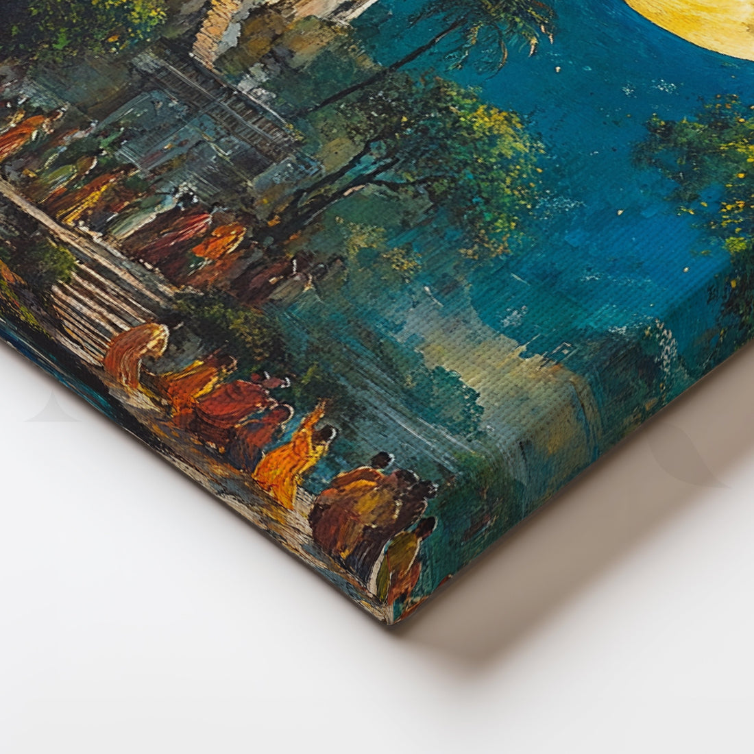Moonlit Temple Procession Canvas Artwork – Asha Art Studio