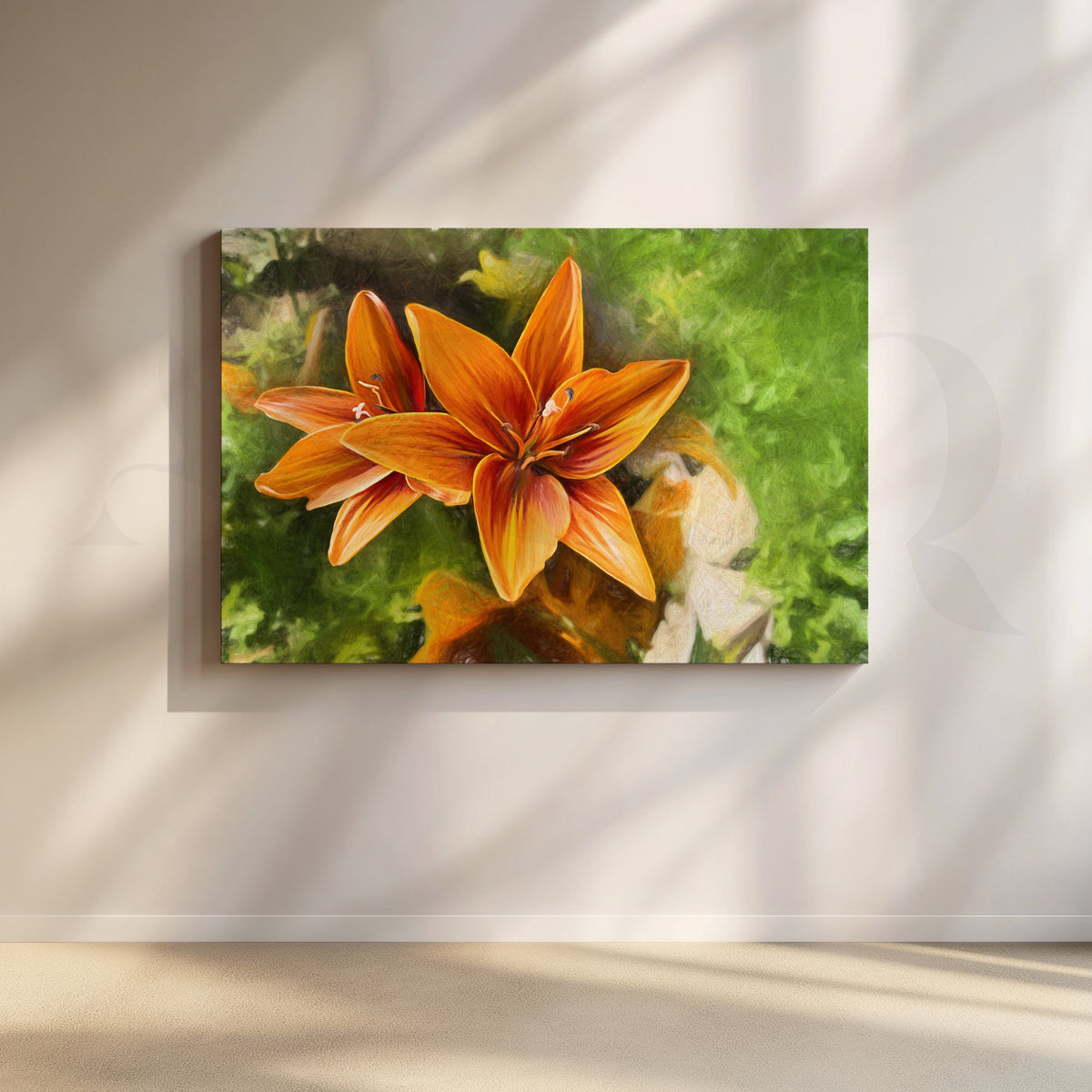 Vibrant Orange Lily Bloom Canvas Artwork – Asha Art Studio