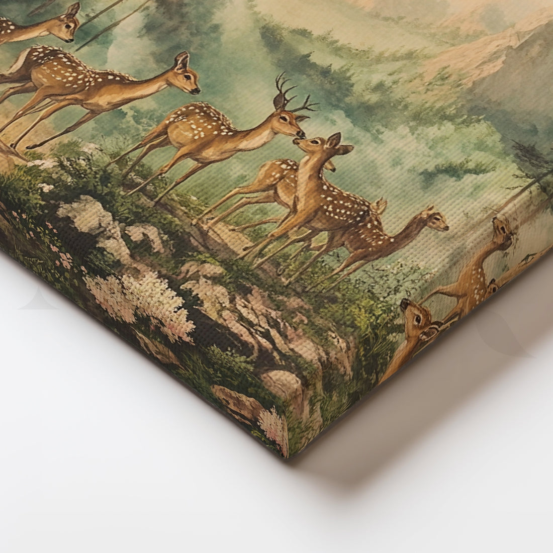 Forest Gathering of Deers Canvas Artwork – Asha Art Studio