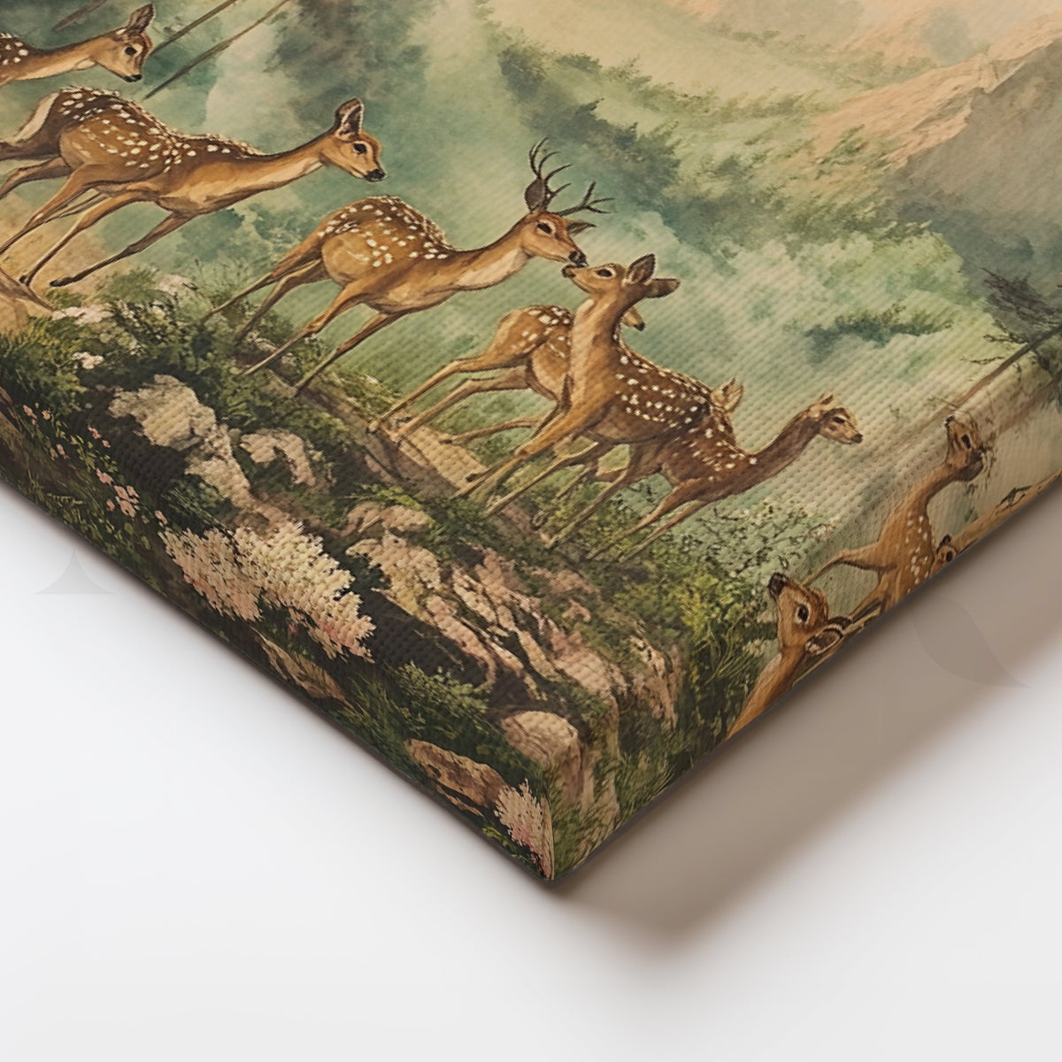 Forest Gathering of Deers Canvas Artwork – Asha Art Studio – Image 2