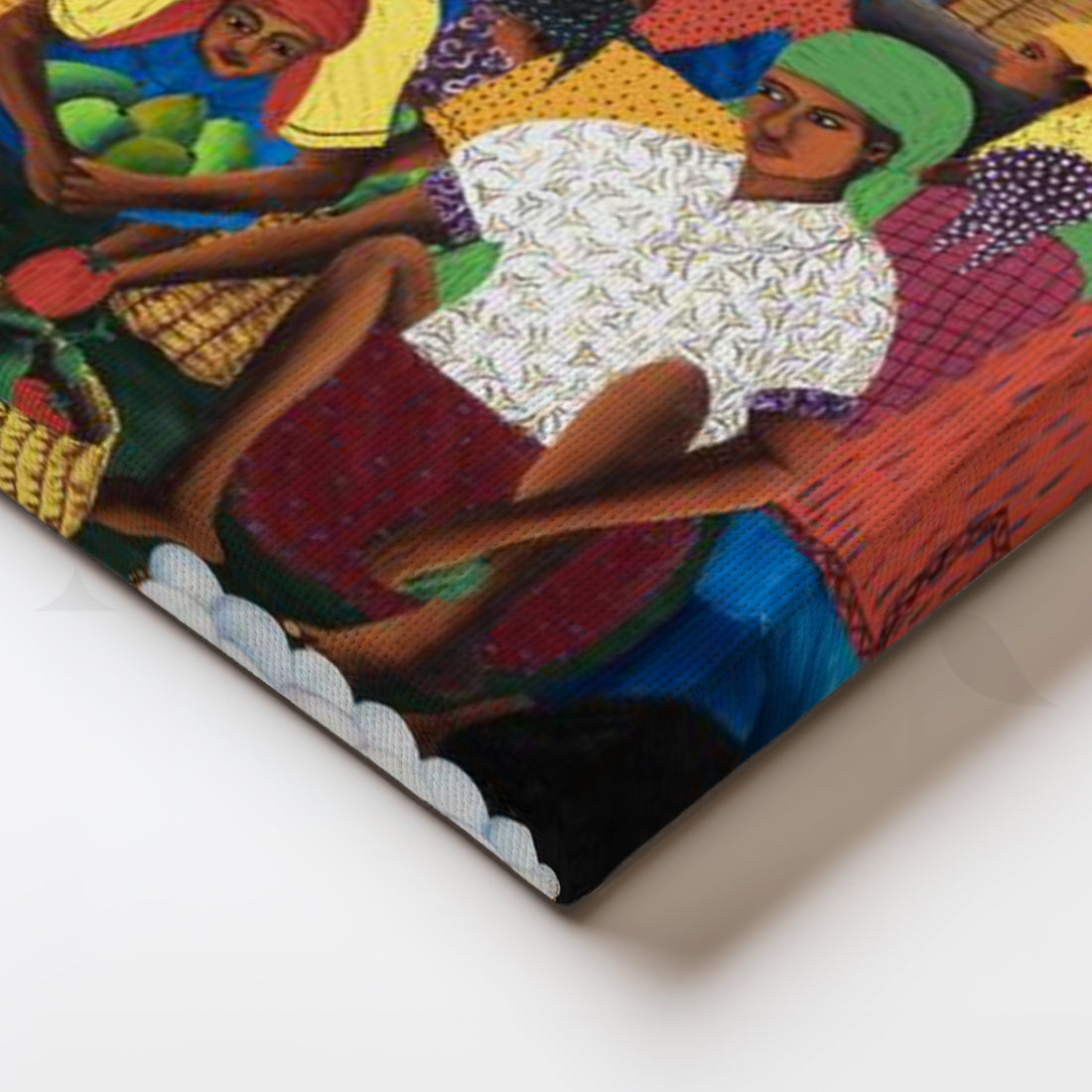 Colorful Village Market Canvas Artwork – Asha Art Studio