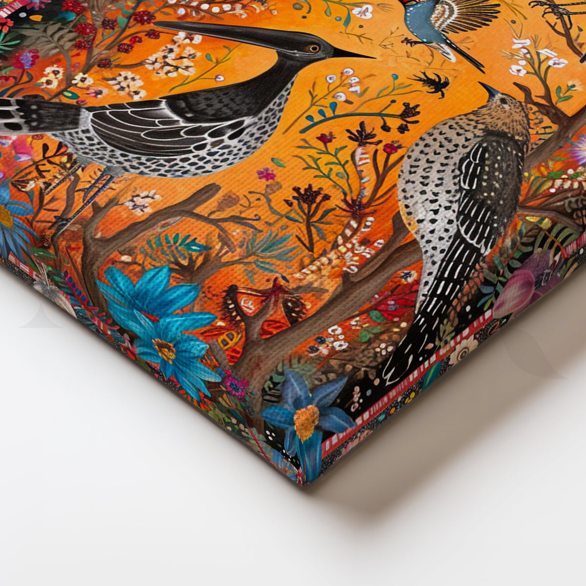 Folk Birds of India Canvas Artwork – Asha Art Studio – Image 2