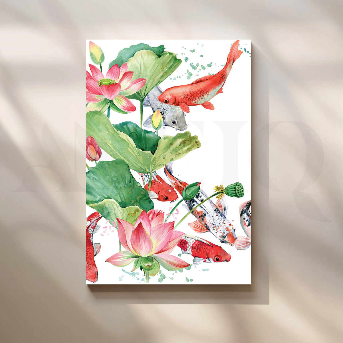 Dance of Fish and Blooms in the Pond Artwork – Asha Art Studio