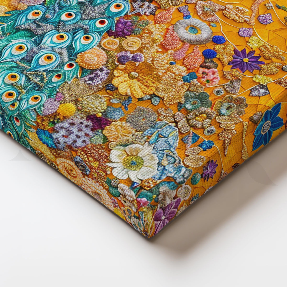 Floral Symphony Peacock Canvas Artwork – Asha Art Studio – Image 2