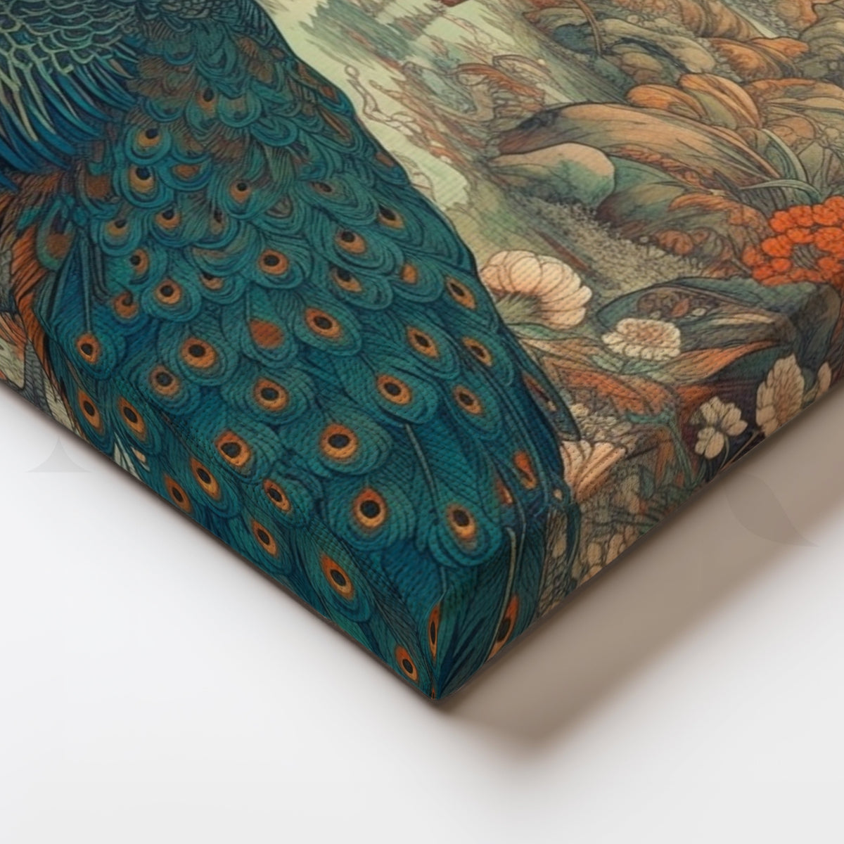 Whispering Peacocks by the Stream Canvas – Asha Art Studio – Image 2