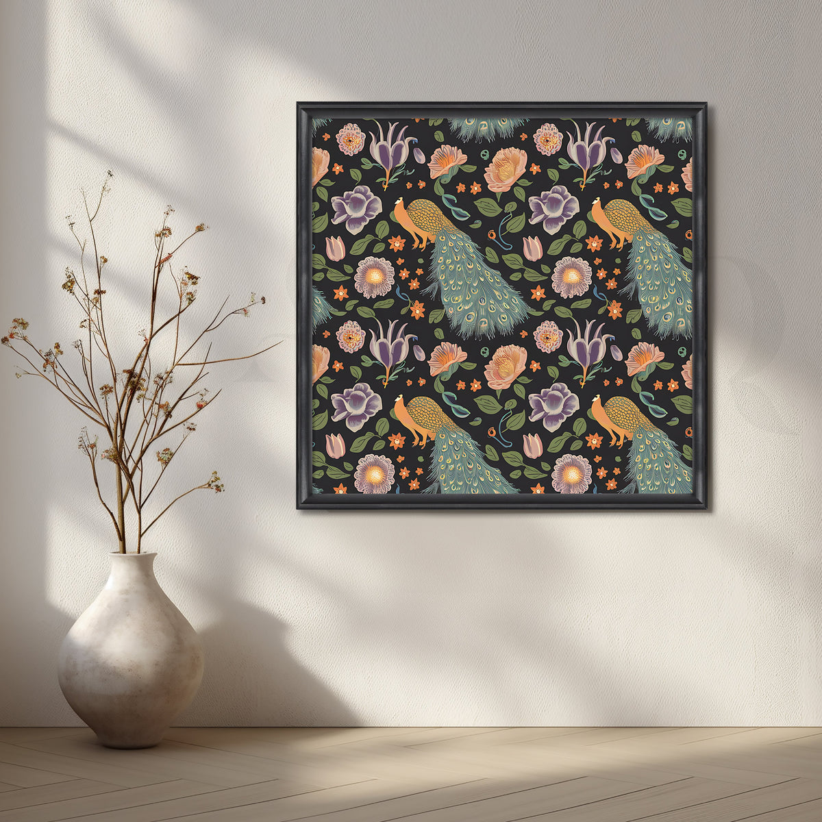 Golden Peacocks Canvas Artwork – Asha Art Studio – Image 3