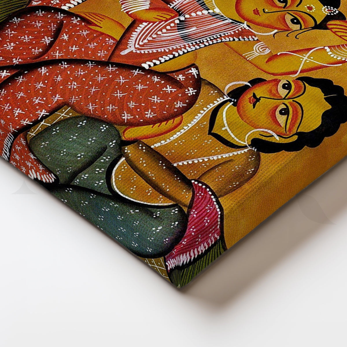 Bengali Folk Couple Canvas Artwork – Asha Art Studio – Image 2