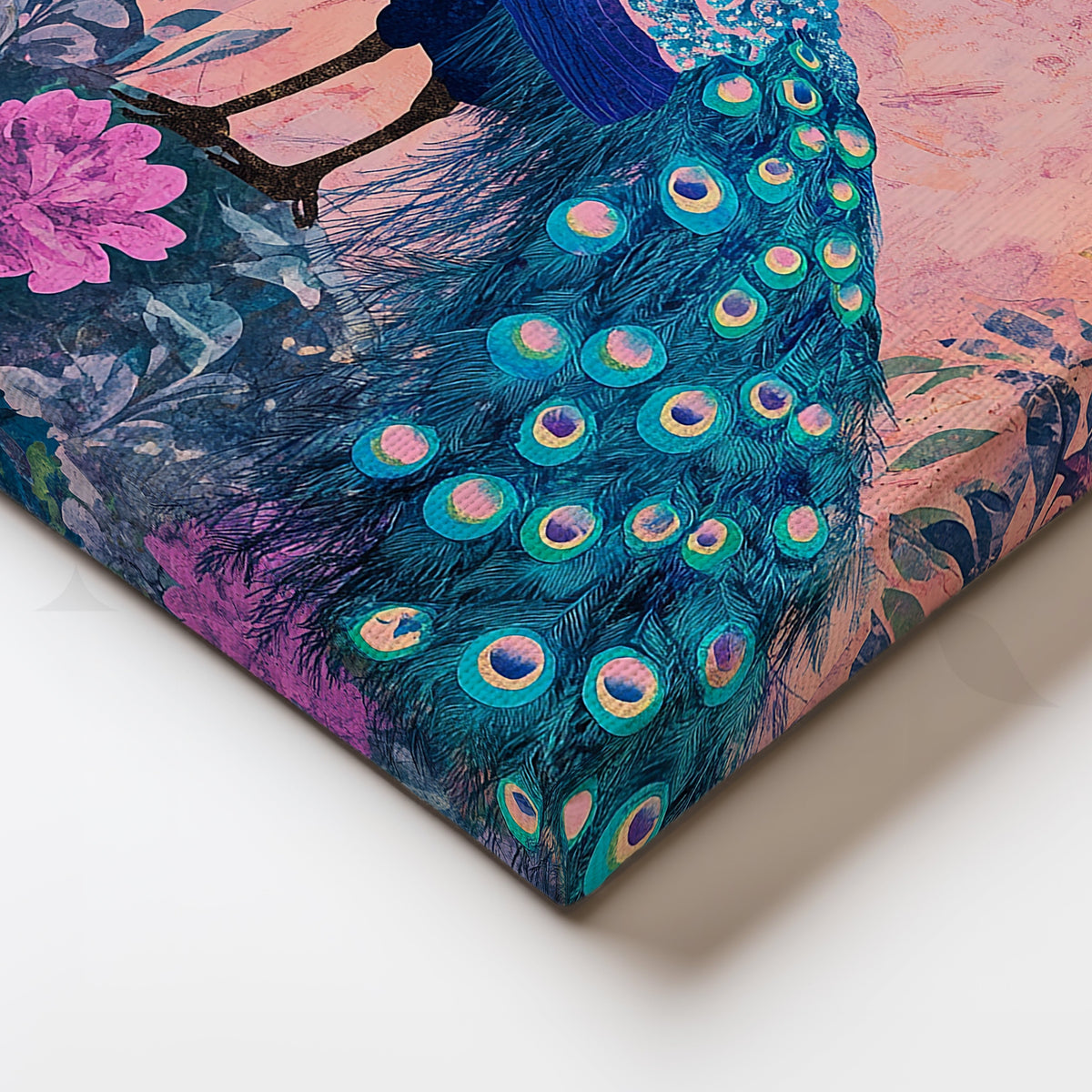 Royal Blue Peacock Canvas Artwork – Asha Art Studio – Image 2