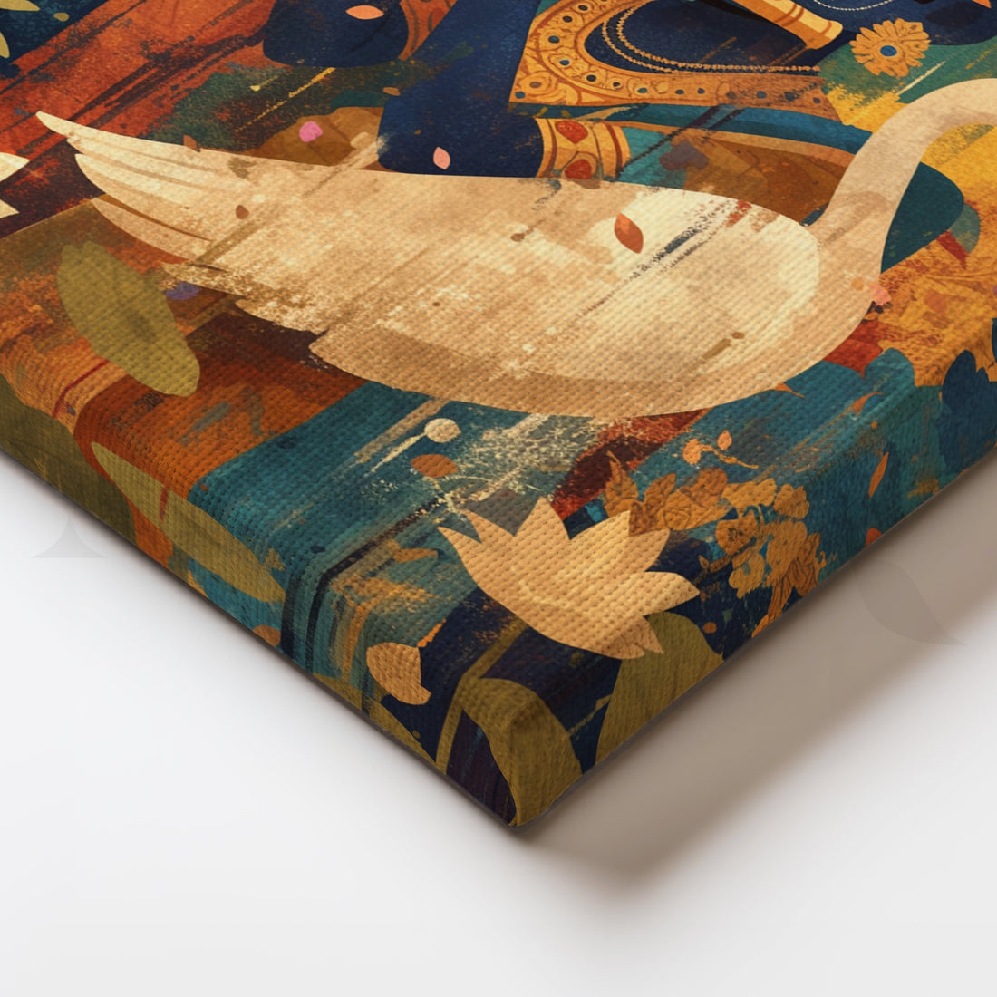 Krishna’s Swan Serenade Canvas Artwork – Asha Art Studio