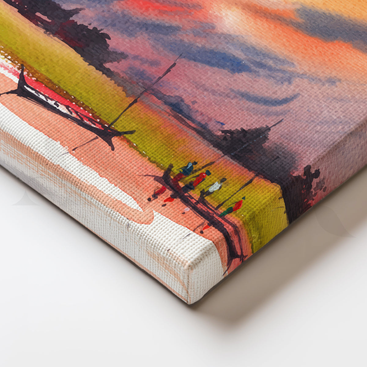 Crimson Sunset River Canvas Artwork – Asha Art Studio – Image 2