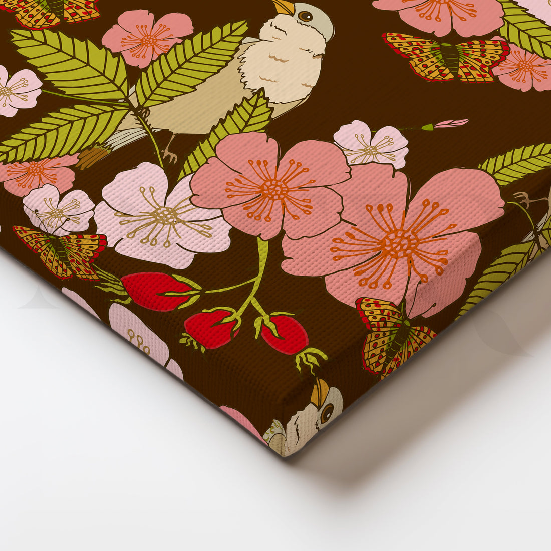 Tropical Birds and Blossoms Canvas Artwork – Asha Art Studio