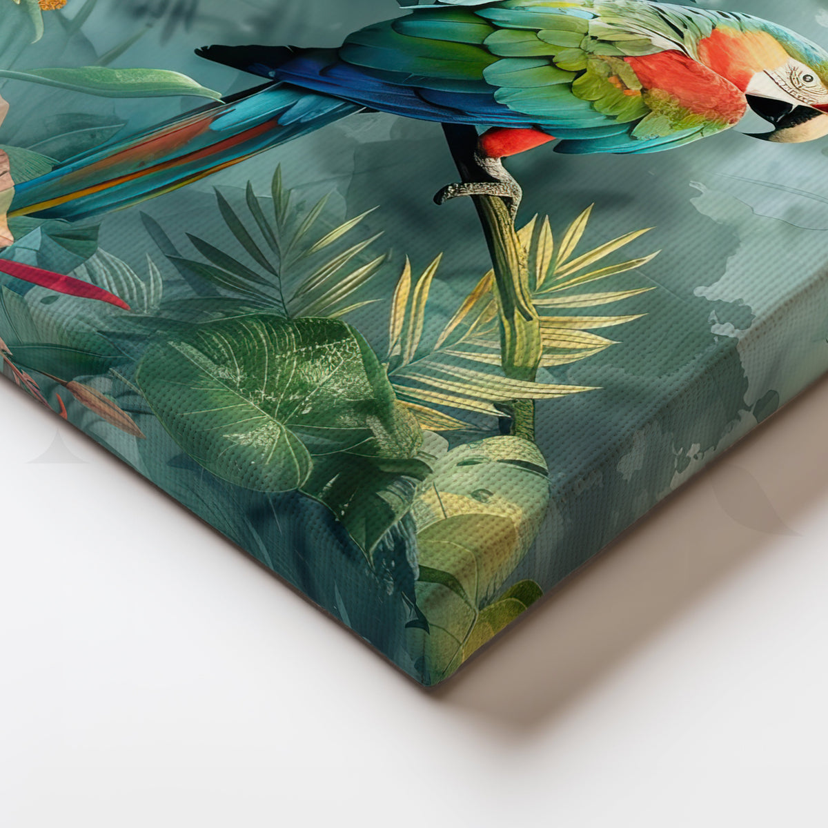Tropical Parrot Conversation Canvas Artwork – Asha Art Studio – Image 2