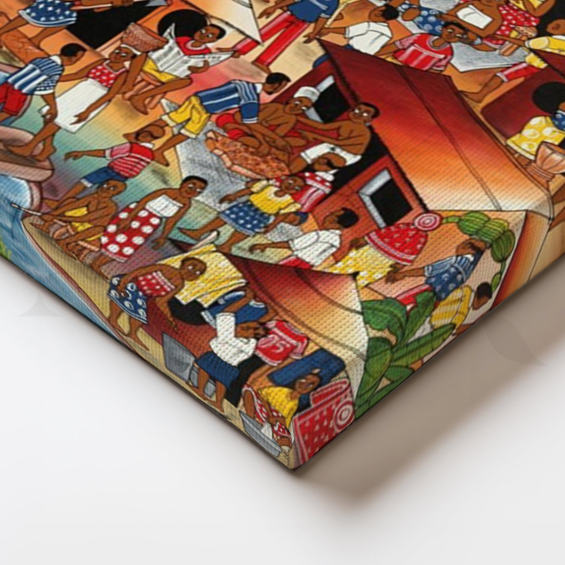 Vibrant African Village Market Canvas Artwork – Asha Art Studio