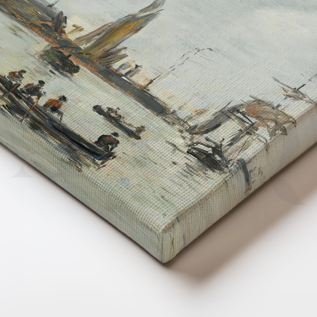 Harbor Calm with Boats Canvas Artwork – Asha Art Studio
