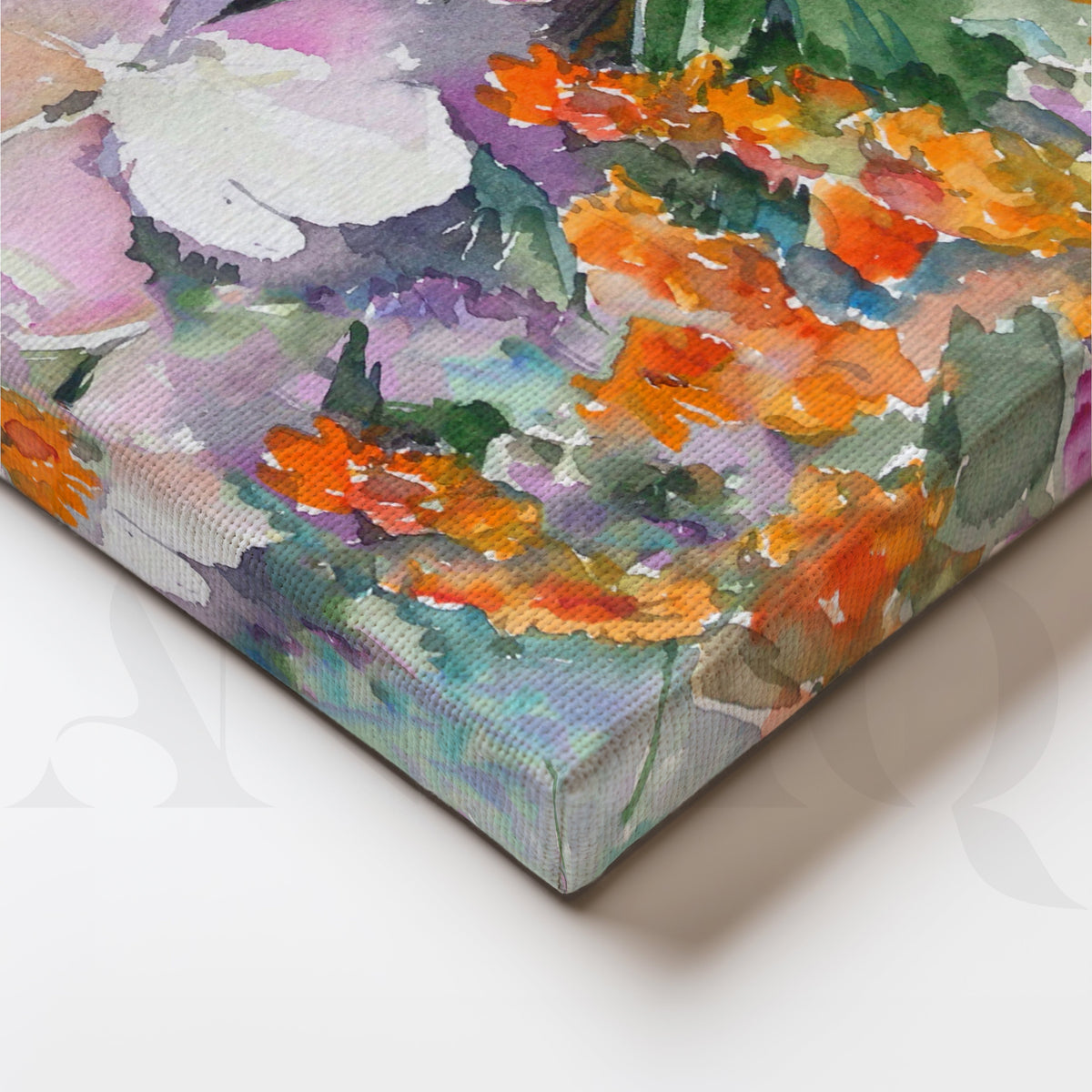 Vibrant Floral Watercolor Canvas Artwork – Asha Art Studio – Image 2